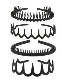 4pcs/8pcs Black Matte Hair Hoops Clips Headbands For Women