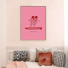 1PC Frameless Canvas Art Print - Vintage Western Surf Cowgirl, Art Deco Classic Modern Style, Wall Decor For Home Office, Bathroom, Living Room, Bedroom, Dining Room - Ink Artwork, Portraits, Character Themes, Herringbone Patterns - Spring/Summer Wall Art Decor - Perfect Gift For Art Lovers And Home Decor Enthusiasts!