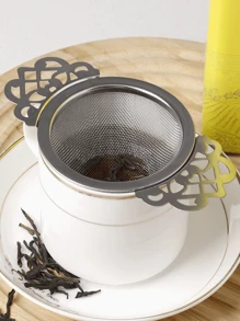 1pc Golden And Silver Stainless Steel Tea Strainers! These Stylish Tea Filters Are Amust -Have For Tea Lovers. Use Them At Home To Brew A Perfect Cup Of Loose -Leaf Tea, Or Take Them To The Office For Refreshing Break. Back To School