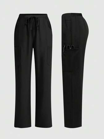 女式舒适素色简约多口袋护士服裤