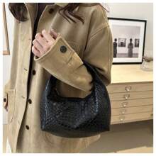 High-Quality Stylish Handbags For Women 2025, New Style, Leisure Niche, Woven Pattern, Dumpling Bag, All-Match Handbags High-Quality Stylish Handbags For Women 2025, New Style, Leisure Niche, Woven Pattern, Dumpling Bag, All-Match Handbags - Black - View 2