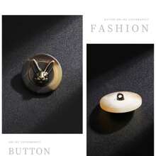 5 件复古铜兔头装饰纽扣，25 毫米大柄款式，精致青铜雕塑设计，适用于服装、帽子、背包和纺织品