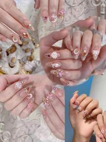 24Pcs Y2K Alloy Nail Art Rhinestone Decorations, 3D Heart Star Bow Cherry Nail Gems Shiny Jewelry Nail Art Accessories Nail Supplies Nails Nail Charms