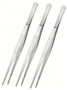 3pcs Stainless Steel Multifunctional Steel Elbow Tweezers Long Pliers Medical Tweezers Feeding Tool Anti-Slip