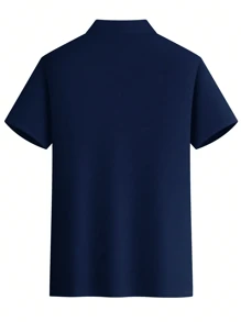 Camisa polo de manga corta con diseño sólido clásico informal para hombres