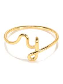 1 Stück minimalistischer, kleiner Initialen-Ring für Frauen, goldplattiert, Draht Stapel-Ring Buchstaben A-Z, Verlobungs- und Hochzeitsschmuck Geschenkidee