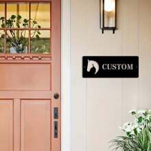 1 pièce Plaque signalétique personnalisable pour box de cheval - Panneau mural en métal personnalisé avec un design élégant de silhouette de cheval - Décoration rustique pour les salles de sellerie et les espaces équestres, Signalisation personnalisée | Décoration de style western | Plaque murale, Cadeaux de décoration de cheval Anniversaire Remise des diplômes, Multifonctionnel, Durable, Ornemental, Réutilisable, Exquis, Élégant, Haute qualité, Coloré, Moderne, Personnalisé, Unique, Salle de thé, Maison, Jardin, Bureau, Impression graphique