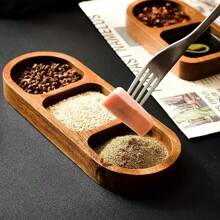 1pc Wooden Compartment Seasoning Tray, Multi-Size Serving Dish, Snack Plate, Jewelry Storage Tray, Home Use