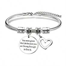 1pc Stainless Steel Adjustable Snake Chain Bracelet, Women Personalized Engravable Tag Pendant Bracelet, Elegant Gift For Girlfriend, Friends, Family