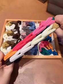1pc/3pcs Dopamine Colorblock - Handmade Thick High Elasticity Durable Hair Ties, Must-Have Hair Accessories For Summer - Multicolor - View 4