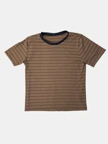 K&K FASHION Ribbed Striped T-Shirt - Óxido marrón - Ver 3