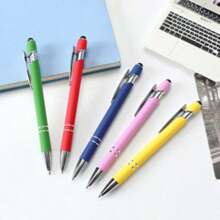 10pcs/Set 2-In-1 Retractable Ballpoint Pen And Stylus Pen Combo - Touch Screen Metal Stylus Pen With 1.0mm Black Ink (Mixed Colors)