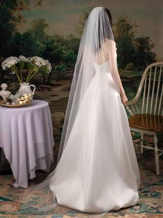 1 件女士白色头纱，优雅简约单层短款垂坠头纱 100 厘米，小号垂坠头纱 200 厘米（适合脚踝），长款垂坠头纱 300 厘米（及地），超长垂坠头纱，白色头纱和腮红，单层薄纱新娘头纱适合婚礼、派对、角色扮演、摄影道具、复古风格，带发梳，长度 100 厘米-200 厘米-300 厘米，腰部和脚踝长度头纱，超级仙女垂坠头纱，简约双层短款头纱秋季女士服装