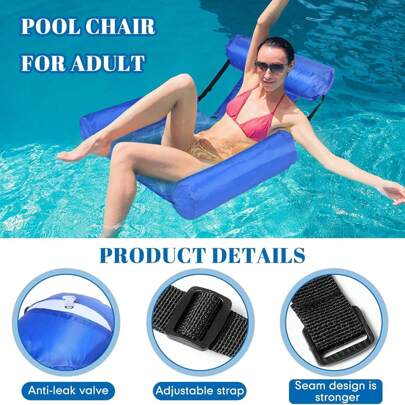 Foldable And Portable Inflatable Cloth Cover Lounge Chair Cushion, Water Amusement Colorful Lounge Chair Inflatable Float, Water Chair Inflatable Pool Floating Lounge Chair, Beach Essentials, Beach Accessories