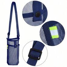 Adjustable Mesh Water Bottle Holder With Shoulder Strap Portable Travel Beverage Bag Universal Outdoor Pet Bottle Holder Crossbody Water Bottle Storage Bag