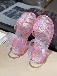 时尚女童心形装饰公主鞋儿童果冻镂空透气沙滩凉鞋夏季户外玩耍