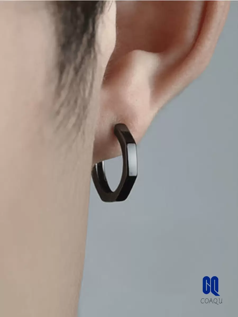 1 对简约八角形环形耳环，男女通用耳环配件适合日常、度假、派对场合