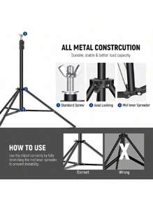NEWKS Photography Backdrop Stand Kit, 78.7x118.1/78.7x78.7 Inch, Iron Frame, Includes 4 Clips, 2 Sandbags, And 1 Straight Tube Bag Studio Lighting Equipment, For Photography, Video, Birthdays, Parties