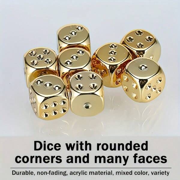 Gold-Plated Acrylic Dice - Scratch-Resistant, Non-Fading, Odorless, No Electricity Needed. Suitable For Party Games, Bars, KTVs And Home Entertainment.