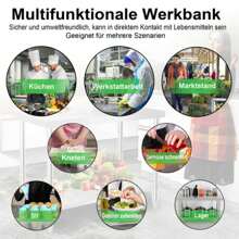 QEENTOE 304 Edelstahl Arbeitstisch Küchentisch Edelstahltisch Gastro Tisch + Aufkantung - Silber - Übersicht 6