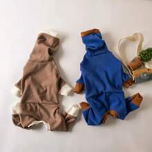 Ropa para perros, ropa de peluche cálida de cuello alto para mascotas, ropa ligeramente elástica para patitas, ropa de base cálida para patitas - Caqui - Ver 3