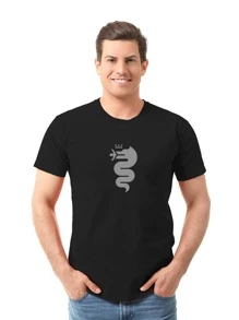 Alfa Romeo Men's Round Neck Cotton T-Shirt - Black - View 3
