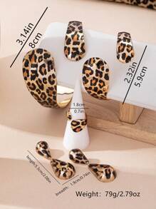 1 套复古几何开口手镯、开口戒指、水滴吊坠耳环首饰套装女士