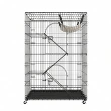 4-Tier Large Cat Cages Indoor, Detachable Metal Playpen Enclosure With 360 Rotating Casters, With 3 Ladders And A Hammock For 1-3 Cats, 35.4x23.6x51 Inch 4 Layers