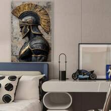 طباعة على قماش لدرع الحربي اليوناني القديم باللونين الأسود والذهبي بأحجام متعددة، لوحة فنية حديثة لديكور جداري للمعيشة، غرفة النوم، استديو، ممر، المكتب، ديكور المنزل