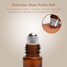 48pcs 10ml Amber Glass Essential Oil Roller Bottles With Stainless Steel Roller Balls, Includes 48 Bottles, 4 Droppers, 4 Openers And 4 Funnels - Brown - View 3