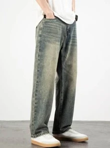 Jeans effet vintage lavé pour garçons adolescents, pantalons longs décontractés en multi-artisanat pour garçons, pantalons droits à la mode pour adolescents garçons au printemps et en automne