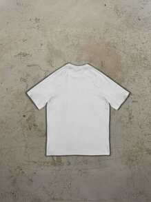 2pcs Men's Stylish Casual Striped & Solid Color Short Sleeve Slim Fit T-Shirt, Spring/Autumn - White - View 4