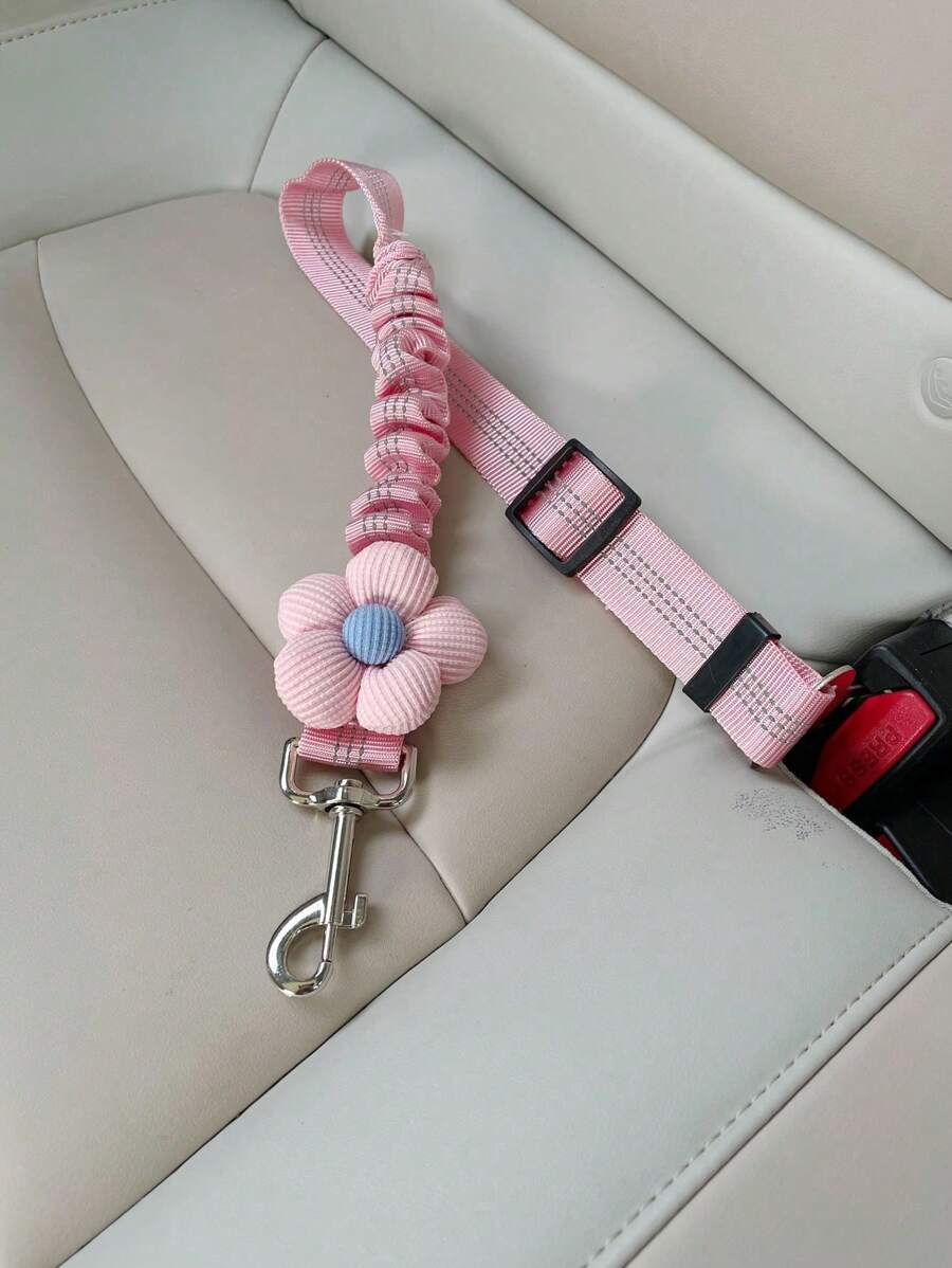 1pc Dog Car Safety Leash With Reflective Webbing, Retractable Pet Cat Travel Harness Leash, Available In Multiple Colors - Multicolor - View 1