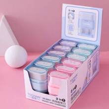 2-In-1 Multifunctional Eraser Sharpener, Children's Erasers, Bulk Erasers, Creative Erasers - Clean Wipe, Compact & Convenient, Easy To Clean, Flexible - Morandi Color Portable Single/Double Hole Pencil Sharpener, Student Novelty Gift, School Supplies, Back To School Gift, Holiday Gift, Office Supplies, Suitable For Pencils, Wiping, Office, Writing, Drawing, Reading - Multicolor - View 8