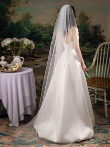 1 件女士白色头纱，优雅简约单层短款垂坠头纱 100 厘米，小号垂坠头纱 200 厘米（适合脚踝），长款垂坠头纱 300 厘米（及地），超长垂坠头纱，白色头纱和腮红，单层薄纱新娘头纱适合婚礼、派对、角色扮演、摄影道具、复古风格，带发梳，长度 100 厘米-200 厘米-300 厘米，腰部和脚踝长度头纱，超级仙女垂坠头纱，简约双层短款头纱秋季女士服装 - 多色 - 查看 9