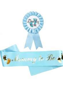 2 件/套，婴儿淋浴腰带和马口铁徽章，准爸爸和准妈妈腰带和马口铁徽章，优雅的粉色和蓝色派对装饰套装，结婚周年派对用品，生日派对用品，夏季节日派对礼品，主题派对装饰 - 彩色 - 查看 3