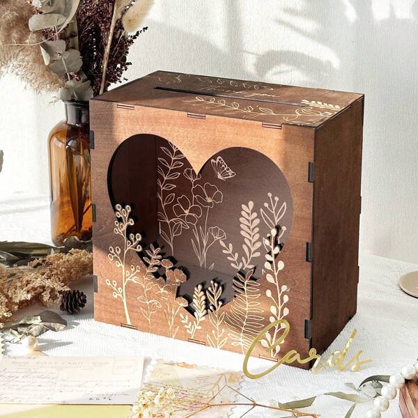 Boîte à cartes de mariage pour fête, boîtes à cartes de mariage en bois pour réception, boîte de mariage rustique pour cartes et argent, boîte d'argent enveloppe boîte cadeau pour décoration de mariage, remise des diplômes, anniversaire, décorations de fête, décorations de bachelorette, été plage, fournitures scolaires, décoration de chambre