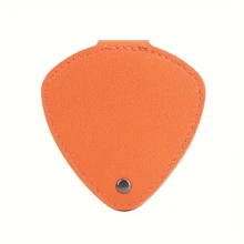 心形吉他拨片收纳袋 - 大型心形设计收纳盒可容纳 32 个吉他拨片，方便携带，优质皮革吉他拨片收纳袋