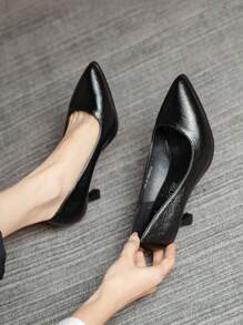 尖头低帮高跟鞋，优雅，适合工作和面试，女士 - 黑色 - 查看 2