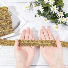 MAGICALCUTDIE 1card About 14.22 Yards(13m)/Card Metallic Yarn Ribbons Jacquard Ribbon Garment Accessories With Paillette Goldenrod 1-1/8 Inch(30mm) Sewing Storage