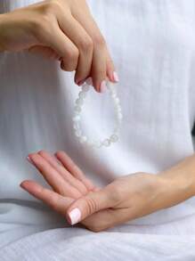 1pc Matte Moonstone Beaded Bracelet, Women's Spiritual Energy Balancing Jewelry Gift For Summer, Symbolizing Light And Hope, Calmness And Serenity, "A New Beginning"