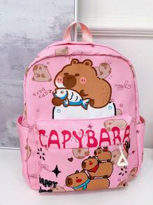 1 Pc Large-Capacity Cute Capybara Pattern School Bags. Lively Student Bag With Multi Pockets.Fashionable School Bag.Practical Handbag .Personalized Lightweight School Backpack.Portable Backpack With Multi Compartments