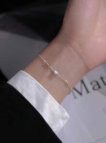 1pc Fashion S925 Sterling Silver Waist Design Bracelet, Minimalist & Elegant Style, Suitable For Women Daily Wear - Small Waist Bracelet - View 3