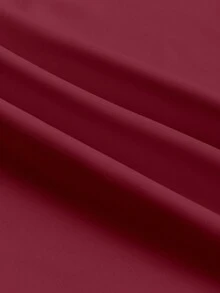 女士优雅纯色吊带简约短款无袖连衣裙 - 酒紅色 - 查看 5