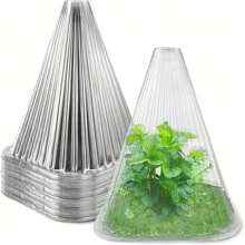 20/50 piezas Cubierta protectora reutilizable para plantas - Manta antihielo de plástico transparente, barrera de jardín para prevenir pájaros, heladas y caracoles - Costillas verticales para soporte y circulación de aire - Ideal para semilleros y plantas frágiles, a prueba de insectos | Diseño transparente | Textura acanalada, Cubierta de red de jardín para plantas