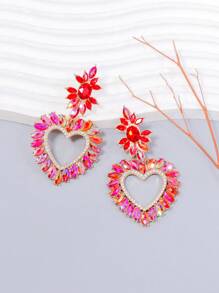 juran 1 Pair Crystal Heart Pendant Earrings, Gift For Mother