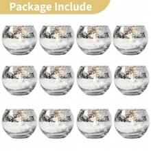 Juego de 6/12 portavelas para velas votivas surtidas de cristal con efecto de mercurio, decoración de mesa para bodas y fiestas de cumpleaños en el hogar