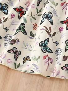 女孩优雅蝴蝶印花无袖连衣裙 - V 领，长款，完美的夏季选择 - 彩色 - 查看 7