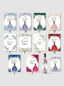 20 unidades Etiquetas adhesivas personalizadas para botellas de vino, etiquetas decorativas con corona de 15 cumpleaños, crea tus propias pegatinas personalizadas | Pegatina con cita favorita | Pegatina personalizada | Troquelado, regalos únicos e ideales para ella, novio, novia, papá, mamá, familia, amigos, mascotas, hija, estudiantes, hijo para aniversarios, cumpleaños, graduación escolar, hogar, oficina