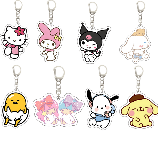 Sanrio Kuromi Schlüsselanhänger Anhänger, süßer großohrig Hund, Melody Rucksack Ornament Auto Accessoire Taschenbaumler Rucksack für Schule Cartoon